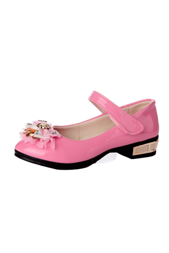 Pink Magic Strap Crystal Butterfly Shoes For Girls, Ensuring Comfortable Princess Wear And School Activities