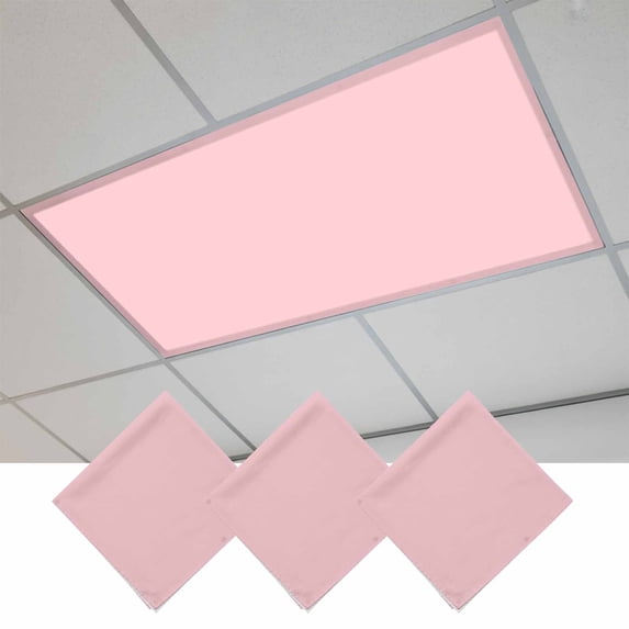 Pink Magnetic Fluorescent Light Covers for Ceiling Lights 2 x 4 Feet, Farmhouse Pink Decor Office Classroom Kitchen Drop Ceiling Light Covers Lighting Filters Shade Panel 3 Packs