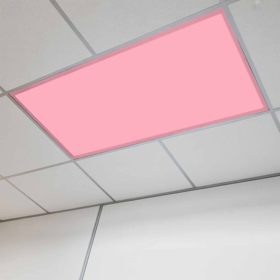 Pink Magnetic Fluorescent Light Covers for Ceiling Lights 2 x 4 Feet, Pure Pink Office Classroom Kitchen Drop Ceiling Light Covers Lighting Filters Shade Panel 1 Pack