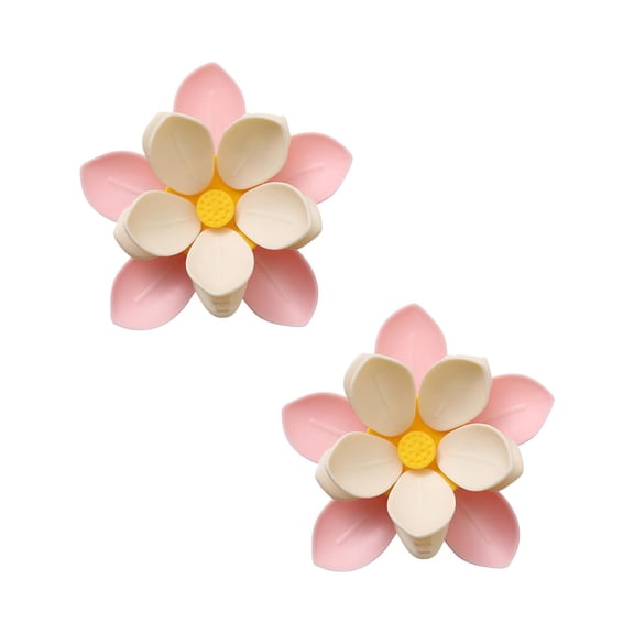 Pink Magnetic Sealing Clips 2-Pack With Double-Layer Flower Design Moisture-Proof Plastic Material And Refrigerator Magnet For Kitchen Snack Bags And Food Storage 4.65X2.76In 0.11Lb