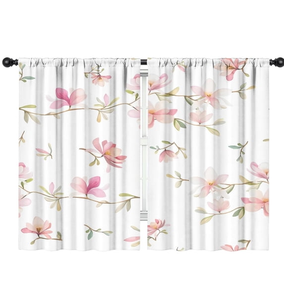 Pink Magnolia Curtains, Floral Branch Window Drapes 42 x 63 Inch with ...