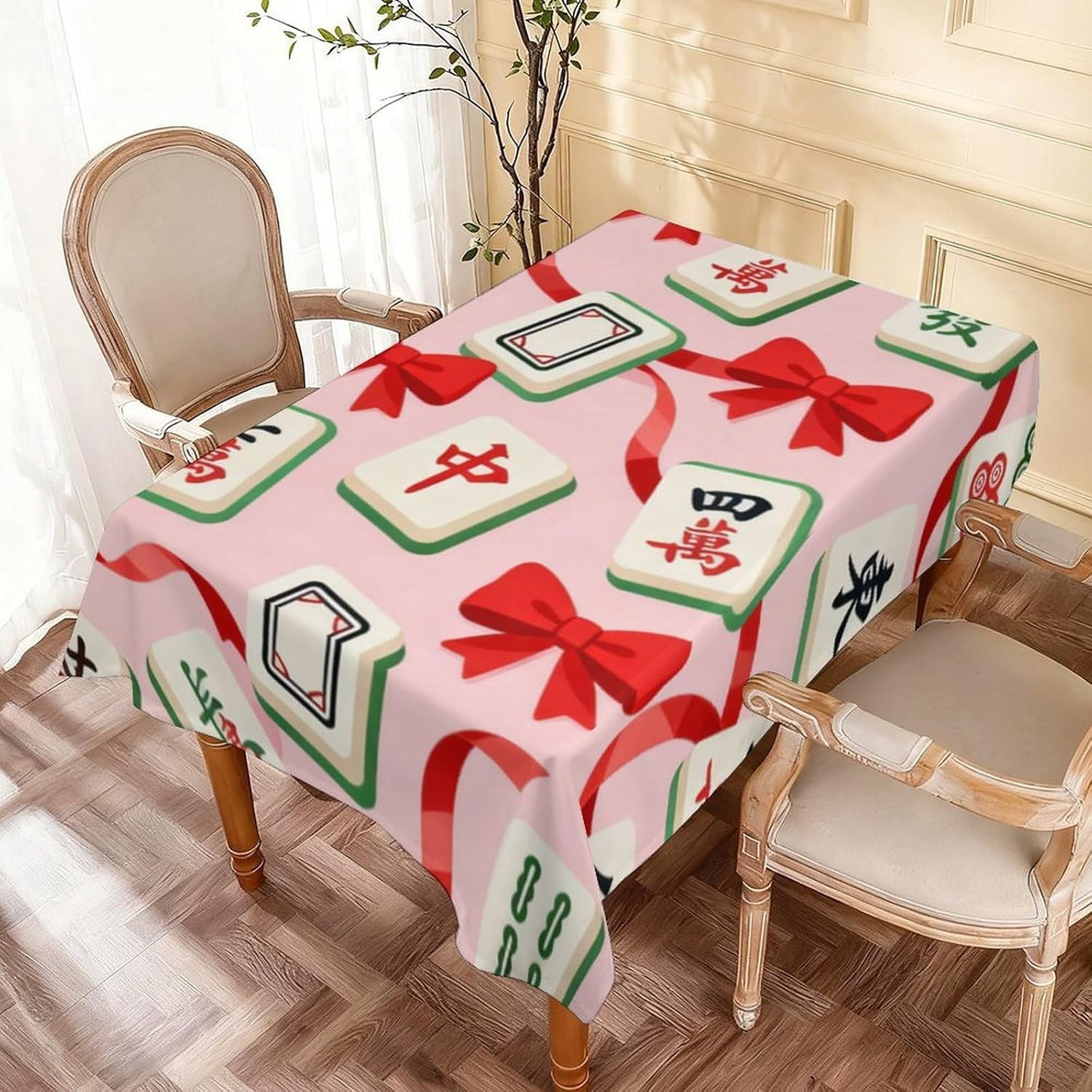 Pink Mahjong Ribbons Table Cloth Rectangle Table 60x84 inch - Walmart.com