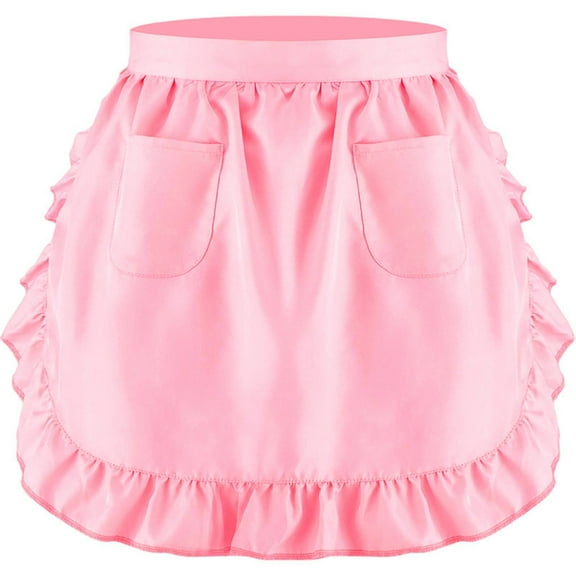 Pink Maid Apron With Lace Trim, Cute Princess Style, Adjustable Neck Strap, For Cooking & Cosplay, 66X42.6Cm