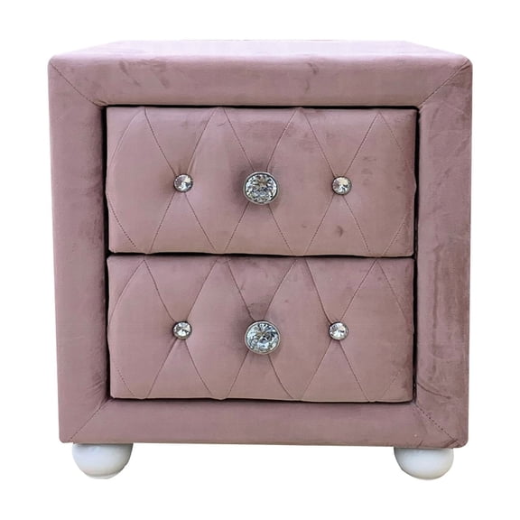 Pink Main Color - Crystal - like Pull Handles - Bedroom Nightstand - Gives a Shiny Appearance