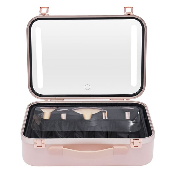 LED Makeup Bag Portable Makeup Case Large Travel Cosmetic Organizer Pink
