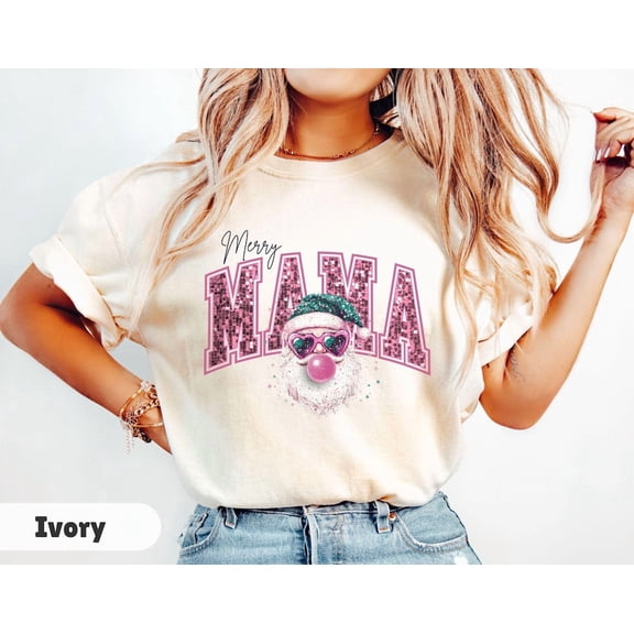 Pink Mama Mom Claus Retro Santa Version Two T-Shirt