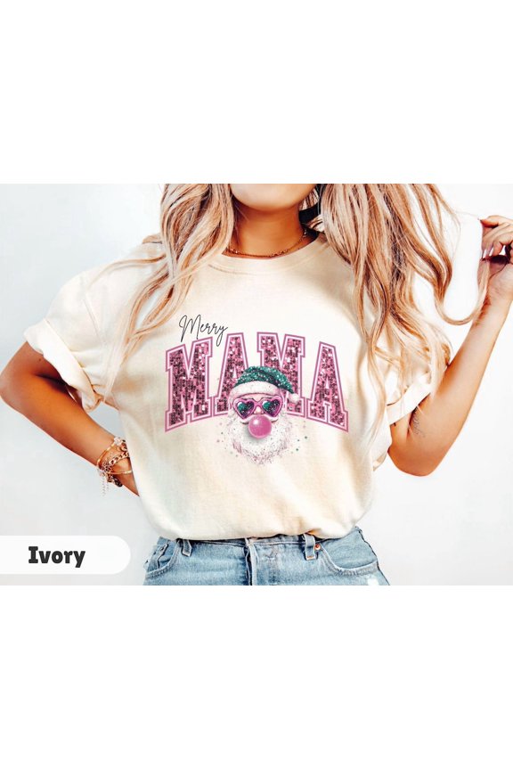 Pink Mama Mom Claus Retro Santa Version Two T-Shirt