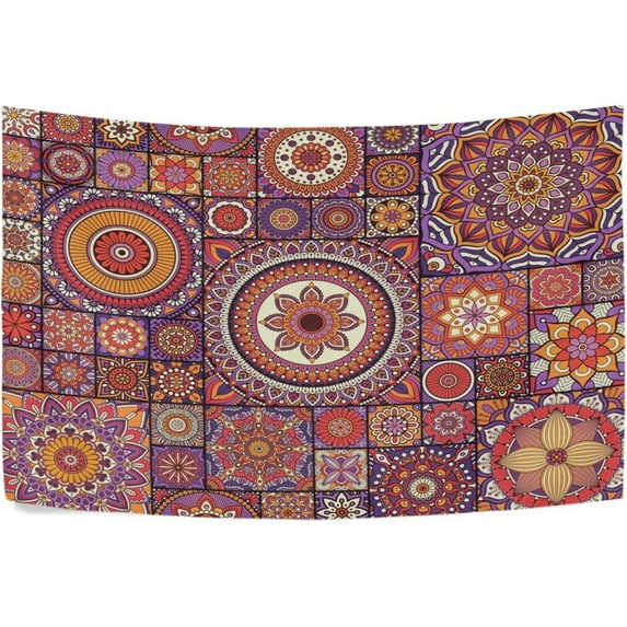 Pink Mandala Native Tapestry Wall Hanging Tapestries Happy Colorful Hippie Psychedelic Art Polyester Carpet Wall Decorative for Living Room Bedroom 90x60inch Gift Decor
