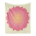 thumbnail image 1 of Pink Mandala Soft Flannel Fleece Throw Blanket, Vibrant Universe Tribal Awakening Healing Pattern, Cozy Plush for Indoor and Outdoor Use, 50" x 70", Hot Pink Coral and Cream, by Ambesonne, 1 of 6