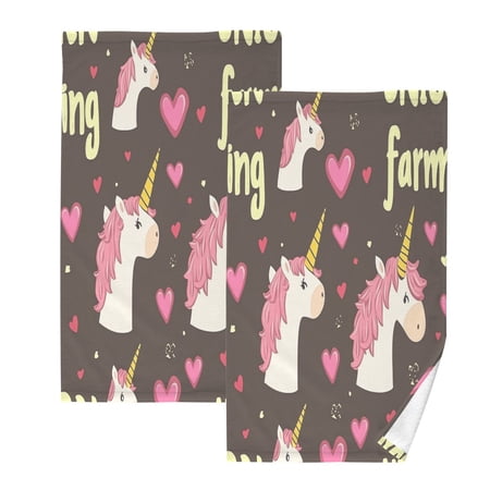 Pink ManeTwo-piece Cotton Towel Set, Absorbent, Soft And Comfortable 16 x 28 in Rectangle, Printed on One Side, Versatile