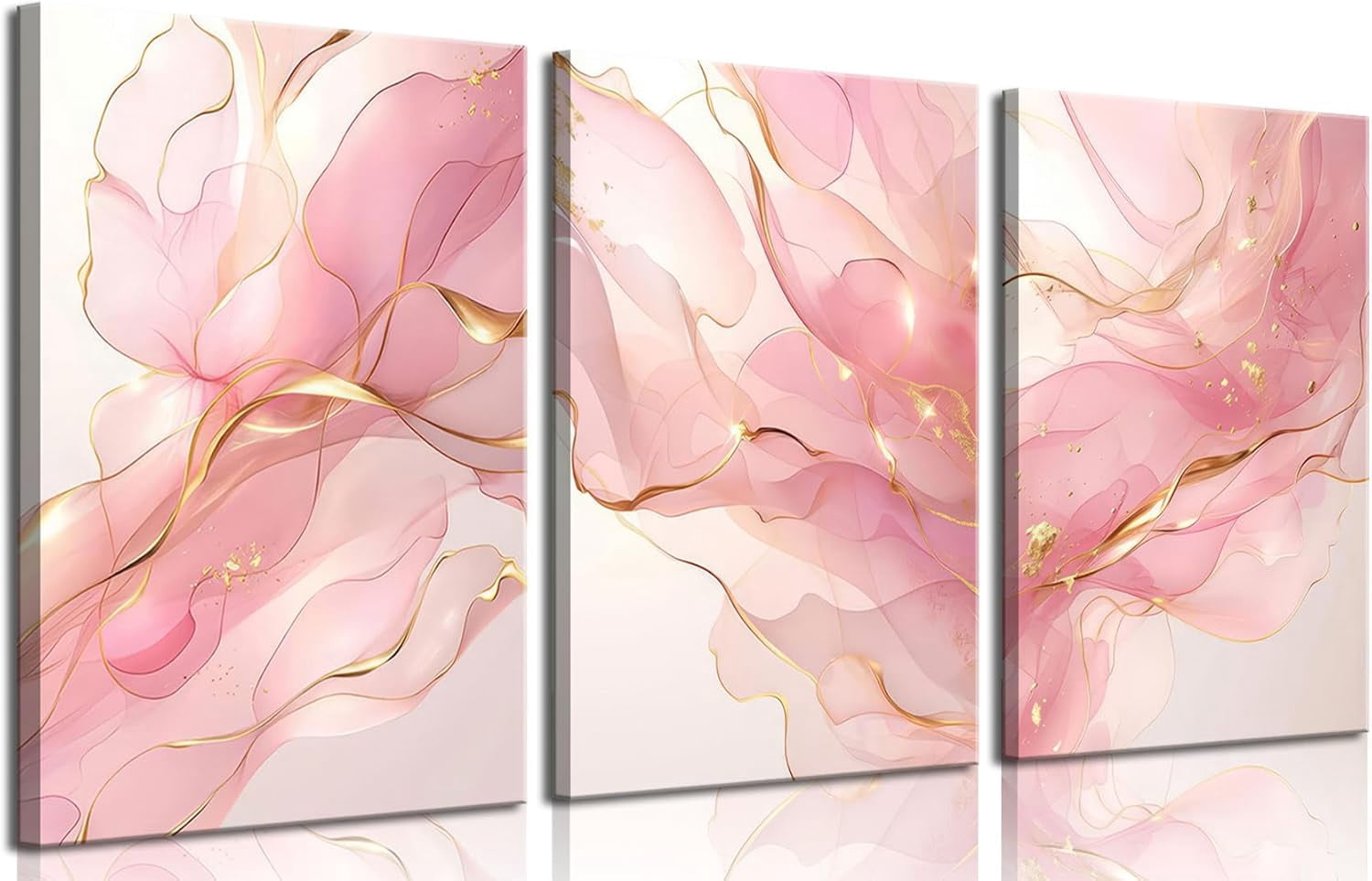 Pink Marble Abstract Canvas Wall Art Pink and Gold Abstract Marble Wall ...