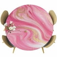 thumbnail image 1 of Pink Marble Abstract Round Fitted Table Cover Gold Foil Modern Waterproof Table Cloth with Elastic Edge Wipeable Tablecloth for Picnic Camping Party Fits 36"-44" Diameter, 1 of 8