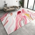 thumbnail image 1 of Pink Marble Area Rug, Golden Fluid Texture Home Decor Rug, Soft Non-Slip Carpet For Living Room Bedroom Study Dining Room Floor Mat 5x7ft, 1 of 6