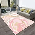 thumbnail image 1 of Pink Marble Area Rug, Luxurious Golden Texture Marble Non Slip Kids Rugs, Noise Reduction Machine Washable Carpet For Indoor Living Room Bedroom Office Decor Mat 4x5ft, 1 of 6
