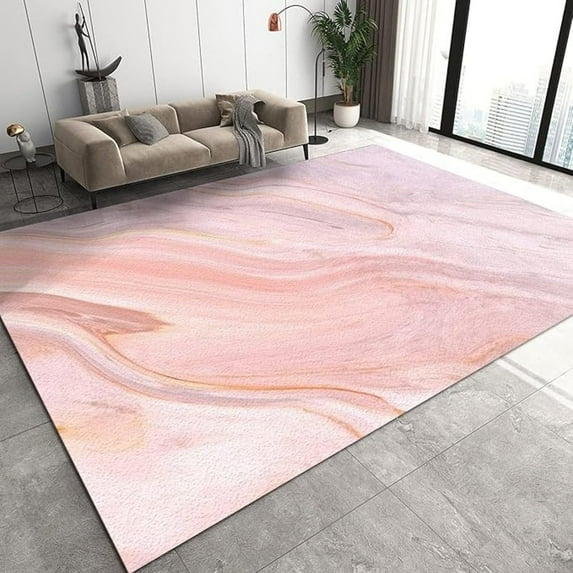 Pink Marble Area Rugs, Marble Corrugated Pink Gold Easy Clean Rug, Soft Non-Skid Carpet Throw Rug For Kids Teen Girls Boys Bedroom Living Room Bathroom Classroom Office 1x2ft