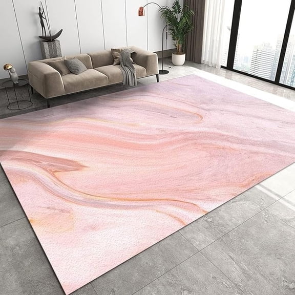 Pink Marble Area Rugs, Marble Corrugated Pink Gold Easy Clean Rug, Soft Non-Skid Carpet Throw Rug For Kids Teen Girls Boys Bedroom Living Room Bathroom Classroom Office 2x3ft