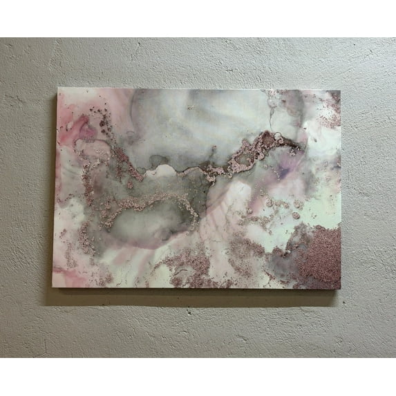 Pink Marble Art Canvas, Gray Marble Printed, Abstract Printed, Pink And Gray Marble, Luxury Marble Artwork, Alcohol Ink Wall Decor, Canvas Wall Decor - 3P-Rolled Canvas