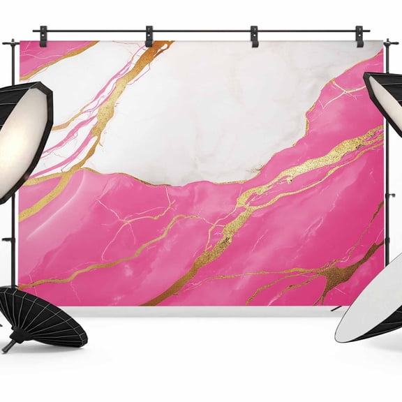 Pink Marble Backdrop for Photoshoot,Photography Photo Studio Background Wall Backdrop,Nature Marble Crack Yellow Lines Art Back Drop Banner Panel for Portraits Wedding Live Streaming Decor 7x5Ft