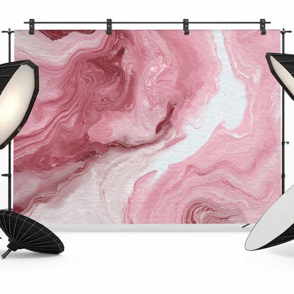 Pink Marble Backdrop for Photoshoot, Photography Photo Studio Background Wall Backdrop, Summer Ocean Wave Red Ombre Back Drop Banner Panel for Portraits Wedding Party Live Streaming Decor 7x5Ft
