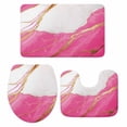 thumbnail image 1 of Pink Marble Bath Mat 3 Piece Bathroom Rug Set, Nature Marble Crack Yellow Lines Art Non Slip Bath Rug Contour Mat and Toilet Lid Cover, Absorbent Shower Mats Soft Bath Rugs and Mats Sets, 1 of 8