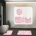 thumbnail image 1 of Pink Marble Bathroom Decor 3 Pcs Set Shower Curtain with Non-Slip Absorbent Rugs U Shape Mat Toilet Cover Waterproof Easy Care, 1 of 6