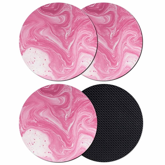 Pink Marble Coasters Set of 4, Absorbent Coasters for Drinks, Modern Ombre Abstract Fluid Aesthetic Art Coaster for Desk Coffee Table Protection, Home Decor House Warming Gifts 4"