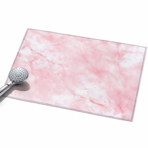 Pink Marble Entryway Rug 2x3ft Washable Non Slip Bathroom Rug Low Pile Soft Indoor Floor Front Door Mat Modern Abstract Art Elegant Rectangle Area Rugs Carpet for Kitchen Office Dining Room Home