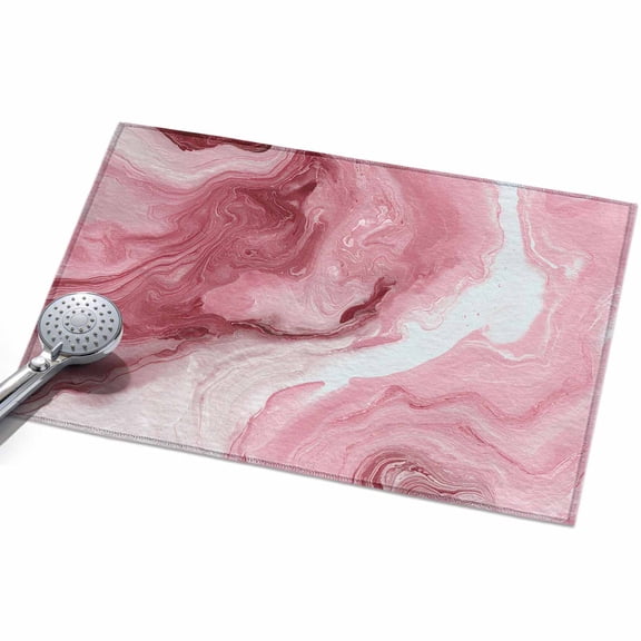 Pink Marble Entryway Rug 2x3ft Washable Non Slip Bathroom Rug Low Pile Soft Indoor Floor Front Door Mat Summer Ocean Wave Red Ombre Rectangle Area Rugs Carpet for Kitchen Office Dining Room Home