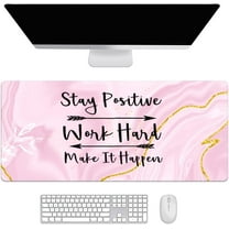 Pink Marble Gold Desk Mat, Desk Accessory, Cute Workspace, Trendy Workspace, Trendy, 35.4x15.7in Large Gaming Mouse Pad, Cute Desk Topper, Pretty Desk Pad