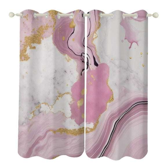 Pink Marble Gold Glitter Art(1)-1 Luxury Window Curtains Blinds for Living Room Kids Bedroom Bathroom Kicthen Door Home Decor 2 Panels