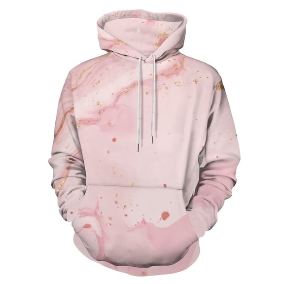 Pink Marble Gold Glitter Art Men's Women Vintage 3D Hooded Sweatshirt - All-Season Loose Fit Streetwear