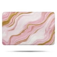thumbnail image 1 of Pink Marble Gold Line Pattern Bathroom Rugs Mat,Non Slip Microfiber Bathroom Rug,Rubber Backing,Soft Bathroom Mats for Bathroom Floor,Tub and Shower,17x27in(43x68cm), 1 of 5