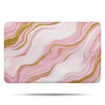 Pink Marble Gold Line Pattern Bathroom Rugs Mat,Non Slip Microfiber Bathroom Rug,Rubber Backing,Soft Bathroom Mats for Bathroom Floor,Tub and Shower,17x27in(43x68cm)
