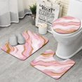 thumbnail image 1 of Pink Marble Gold Line Pattern Bathroom Rugs Sets 3 Piece,Toilet Cover Set,Absorbent Non Slip Bathroom Mats Sets with U-Shaped Contour Rug Toilet Rug Set, 1 of 5