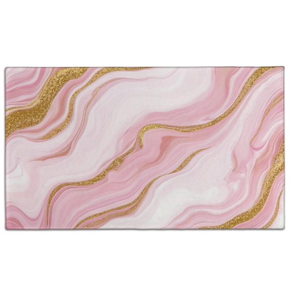 Pink Marble Gold Line Pattern Door Rugs,Washable Non Slip Door Mats Indoor,Decorative Door Mats,Entry Mat Indoor for Entrance,Bedroom,Kitchen,Bathroom,17"x30"