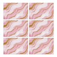 thumbnail image 1 of Pink Marble Gold Line Pattern Summer Placemats Table Placemats Set Of 6-Linen Kitchen Washable Placemats Table Mats 11.8"x17.7" Non-Slip Heat Resistant, 1 of 5