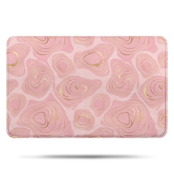 Pink Marble Gold Pattern Bathroom Rugs Mat,Non Slip Microfiber Bathroom Rug,Rubber Backing,Soft Bathroom Mats for Bathroom Floor,Tub and Shower,17x27in(43x68cm)