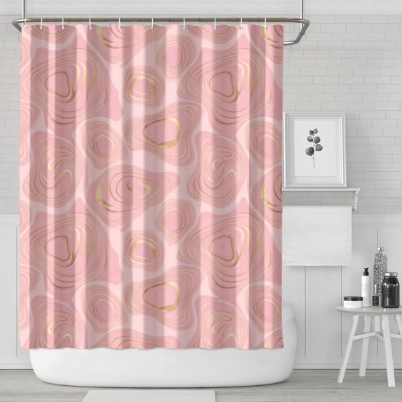 Pink Marble Gold Pattern Shower Curtain 72"x84" ,Bathroom Decorative Shower Curtains Set with 12 Hooks,Modern Waterproof Washable Shower Curtain