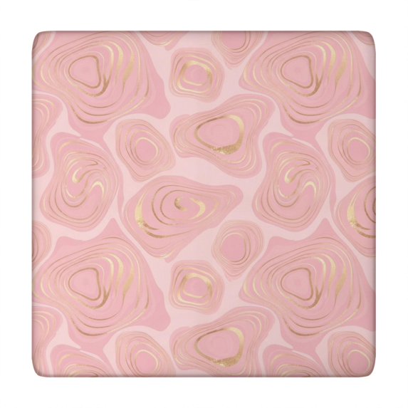Pink Marble Gold Pattern Square Fitted Tablecloth with Elastic Edge,Square Table Cover,Washable Elastic Table Cover for Home Kitchen Party Decor 34"x34"