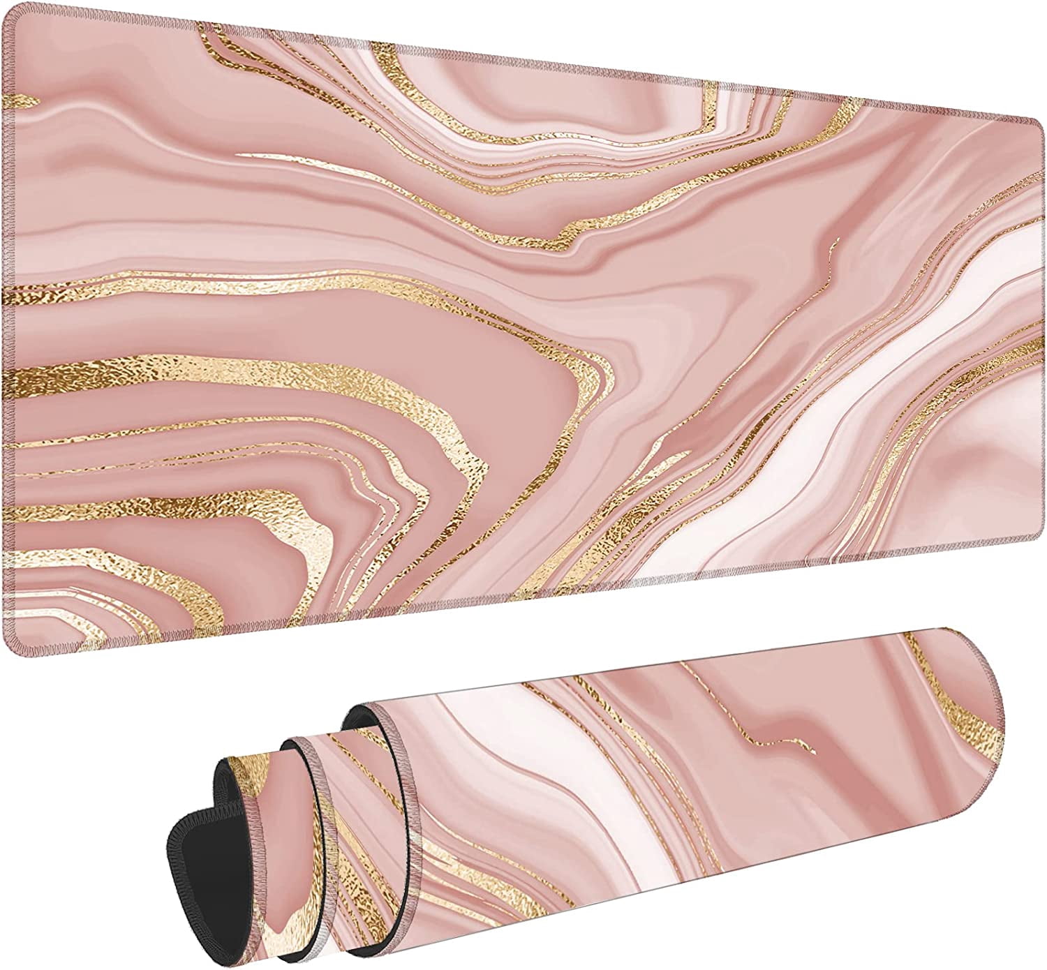 Pink Love Computer Mat Pink Marble Gold Pink Mouse pad for Desk Cute Pink Desk Accessories ...