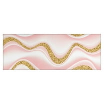Pink Marble Gold Wave Pattern Kitchen Rug Mat,Kitchen Runner Rugs Non Skid Washable,Decorative Kitchen Floor Mats for Kitchen,Sink,Laundry,17"X47"