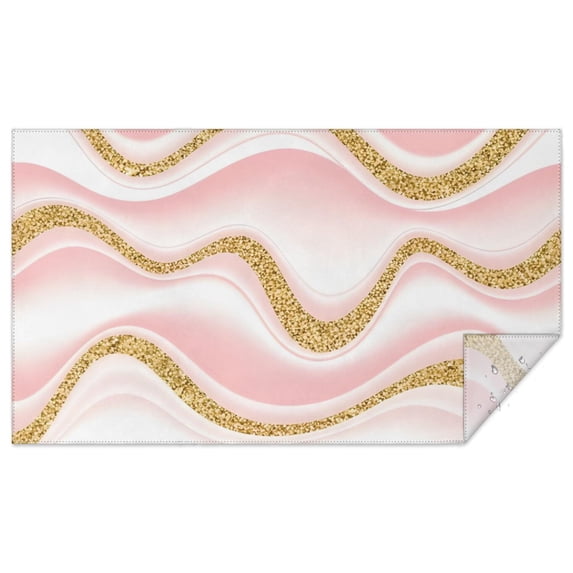 Pink Marble Gold Wave Pattern Rectangle Tablecloth 60"x102",Waterproof Polyester Rectangle Table Cloth, Wipeable Spillproof Polyester Tablecloth for Dining, Camping, Indoor and Outdoor