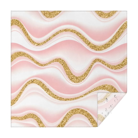 Pink Marble Gold Wave Pattern Square Tablecloth,Waterproof Square Table Cover,Wipeable Spillproof Washable Table Cover for Home Kitchen Party Decor 52"x52"(132x132cm)