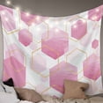 thumbnail image 1 of Pink Marble Large Tapestry for Bedroom Wall Hanging Tapestry, Gold White Geometric Hexagon Modern Ceiling Backdrop Tapestries Poster Blanket Wall Decor for Teens Room Living Room Dorm 86" x 104", 1 of 8