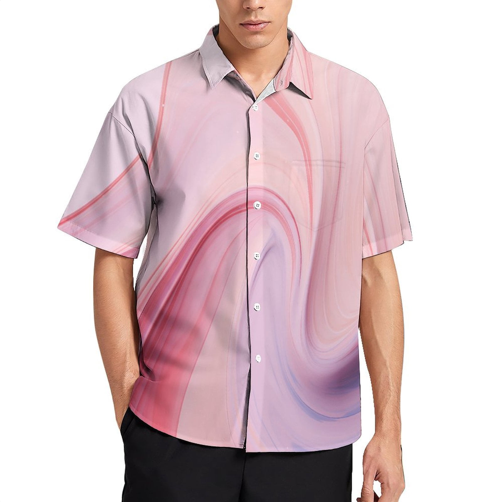 Pink Marble Men's Shirts Short Sleeve Casual Shirts Button Down Shirt ...