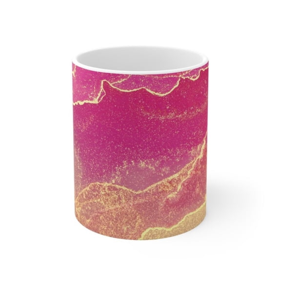 Pink Marble Mug  oz Ceramic Coffee Cup, Elegant Feminine Gift.