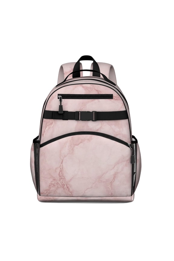 Pink Marble Pattern Backpack for School,Cute School Bag,Schoolbag with Adjustable Shoulder Straps & Padded Back,15.25"x11.5"x5.25"