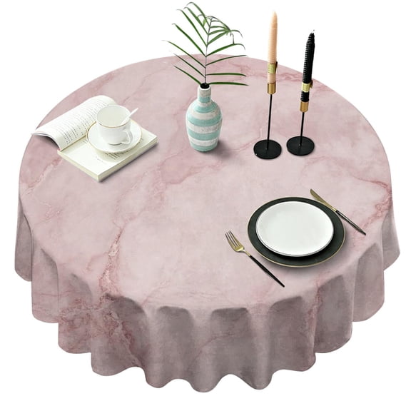 Pink Marble Pattern Round Tablecloth 60"x60",Wrinkle Wipeable Table Cloth for Kitchen Dining Room Picnic Patio Party