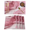 thumbnail image 1 of Pink Marble Placemats Set of 4, Summer Ocean Wave Red Ombre Placemats for Dining Table, Place Mats for Kitchen Tabletop, Waterproof Wipeable Dining Table Mats Set, 1 of 9