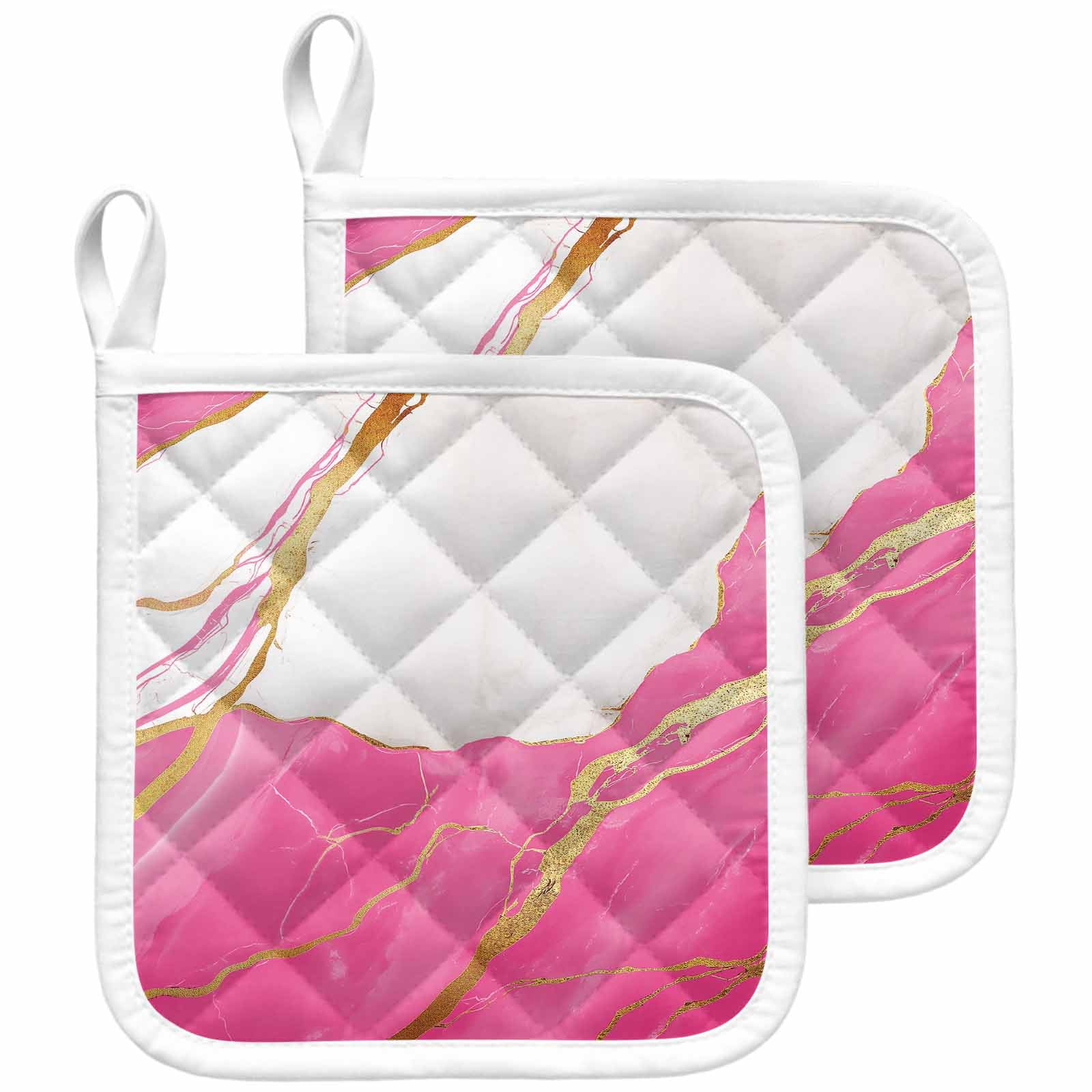 Triv Yellow Pink Marble Pot Holders for Kitchen Heatproof Potholder, 2 Pack Nature ...